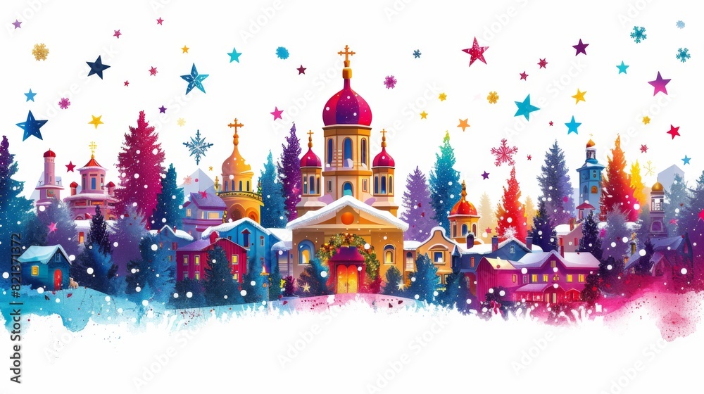 Obraz premium Create an abstract representation of the nativity scene, using symbolic shapes and subtle references to convey the spiritual significance of