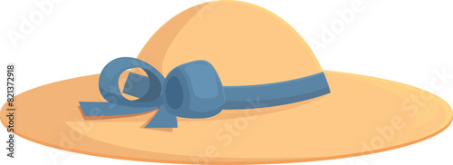 Vector graphic of a stylish summer hat with a chic blue ribbon, perfect for seasonal designs