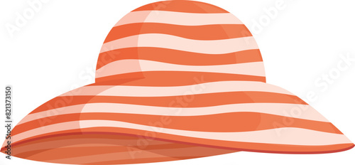 Stylish striped sunhat in warm tones, perfect for summer fashion, isolated on a white background