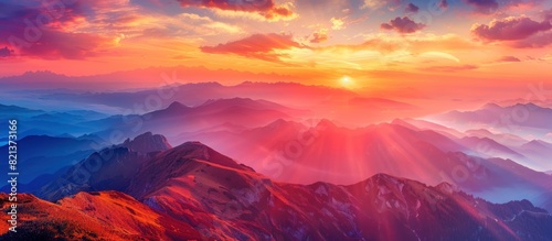 Sunset over mountain range photo
