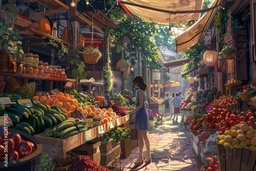 a bustling farmers market, sampling ripe fruit and fragrant cheeses. The air is alive with the hum of conversation and the aroma of delicious food