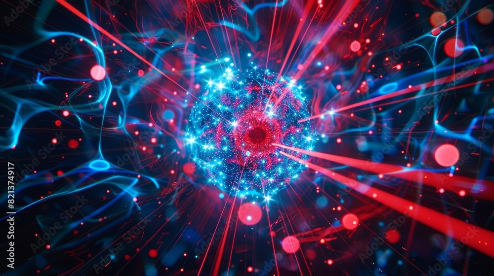 Blue and red lights mix together in a dazzling display as the neutron changes its fundamental makeup. Blue and red lights mix together in a dazzling display as the neutron changes its fundamental makeup.