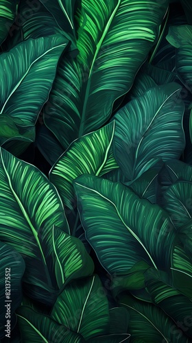 An abstract background with lush  tropical leaves.