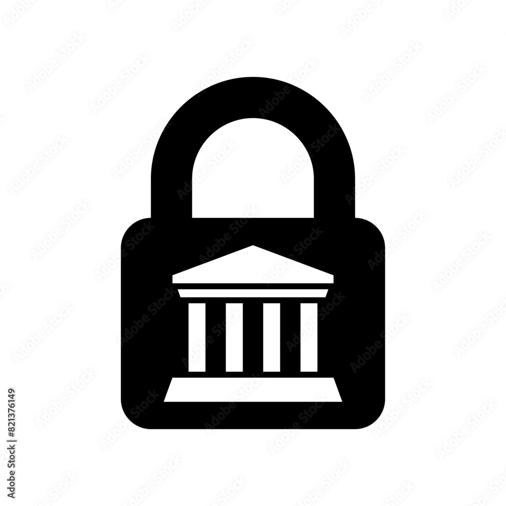 Secure bank icon. Vector icon isolated on white background. Secure bank icon. Vector icon isolated on white background.