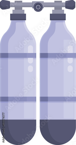 Flat design icon of two connected scuba tanks for diving, isolated on white background