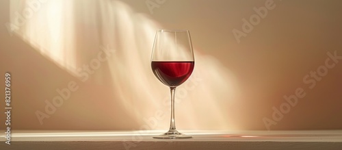 Glass of red wine on table photo