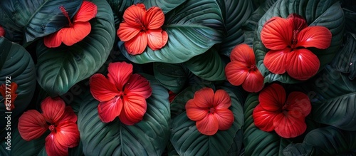 Cluster of red flowers in green foliage