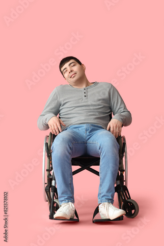Young man in wheelchair on ...