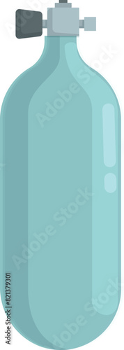 Illustration of a medical oxygen tank equipment for healthcare and emergency respiratory support in a hospital, isolated on a blue and white background