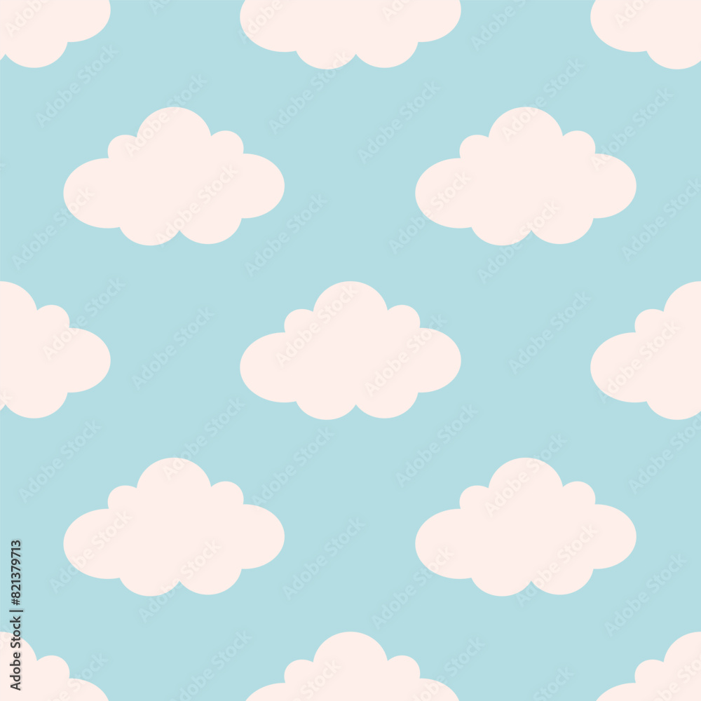 Minimalist abstract seamless pattern with clouds. Seamless pattern for wallpaper, textile, fabric, wrapping paper. Vector illustration in flat style