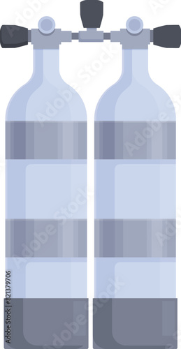 Vector illustration of twin scuba tanks for diving equipment on a clean white background, perfect for underwater adventure sports and recreational activities
