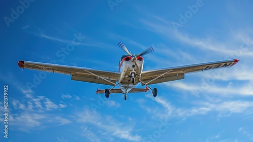 A Small Propeller Plane Soaring in the Clear Blue Sky  © Didikidiw61447
