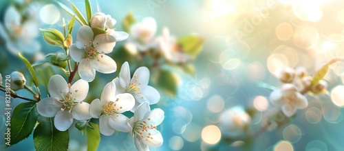 Close-up of branch blooming with white flowers