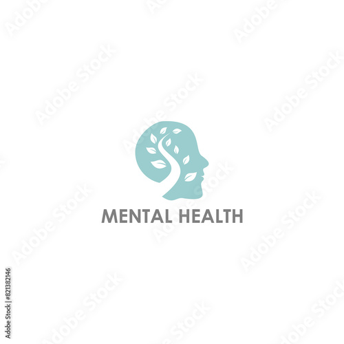 mental health logo. Psychotherapy symbol concept graphic design vector illustration.