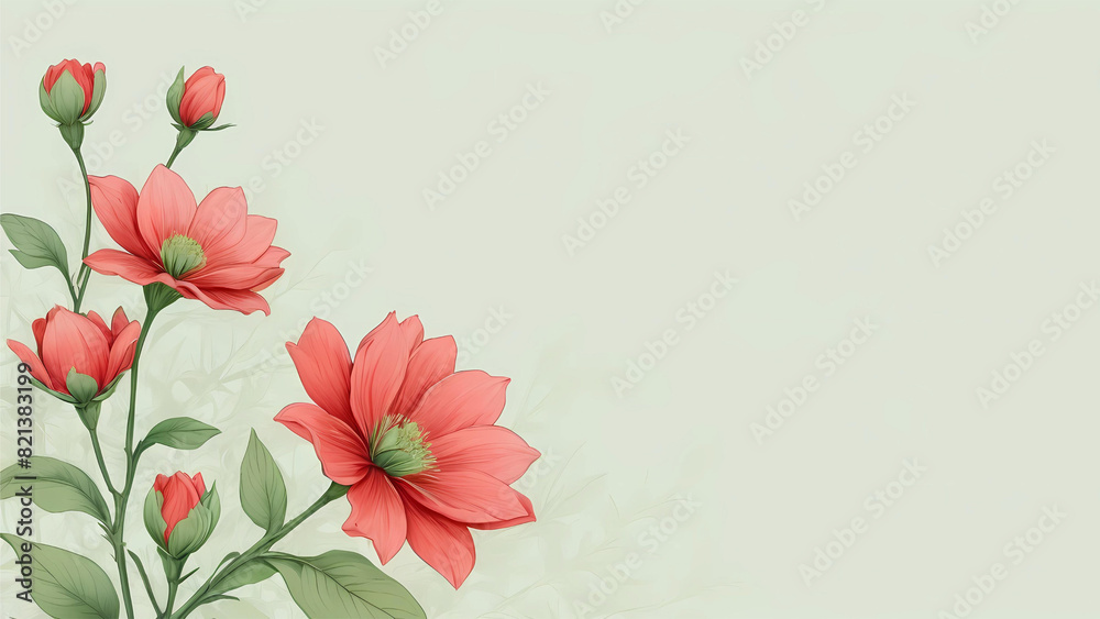 Fototapeta premium red floral banner with empty space