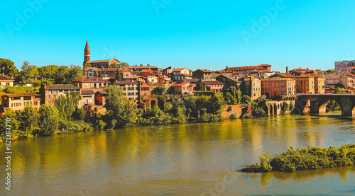 View of Albi old town in vintage style, France