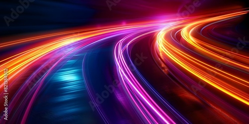 Light trails symbolize efficient technology management and streamlined communications in a metaphorical way. Concept Efficient Technology Management, Streamlined Communications