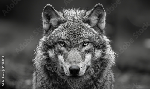 Intense Closeup of Angry Wolf in Greyscale with Blurred Background Expressing Fierce Emotion in Natural Wildlife Setting