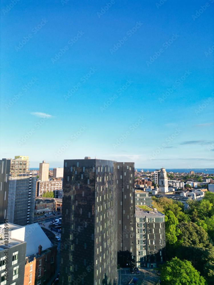 Fototapeta premium Aerial View of Portsmouth City Centre, England United Kingdom. May 15th, 2024