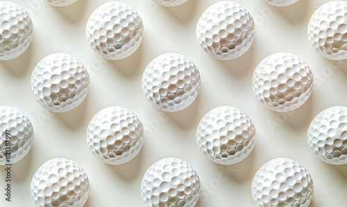 Background of white golf balls. Top view