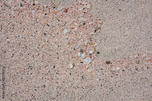 Details of the pink sand that is characteristic of Elefonisi’s beach on Crete, Greece, in fact a mixture of sand with fragments of shells and all kinds of small organisms