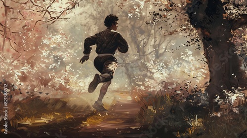 Man running through a golden field