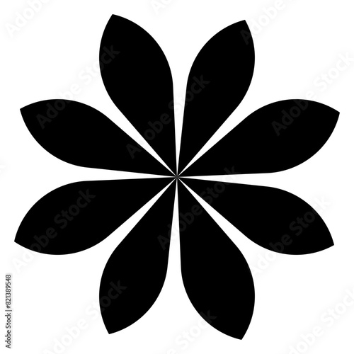 A simple black flower isolated on a transparent background - Vector flower icon - Decorative floral element