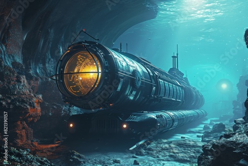 Wallpaper Mural Underwater exploration with high-tech submarines view, AI generated Torontodigital.ca