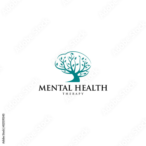 mental health tree logo. Psychotherapy symbol concept graphic design vector illustration.