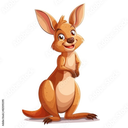 Cute kangaroo full body mascot cartoon character design illustration, adorable Australian mammal animal vector isolated on white
 photo
