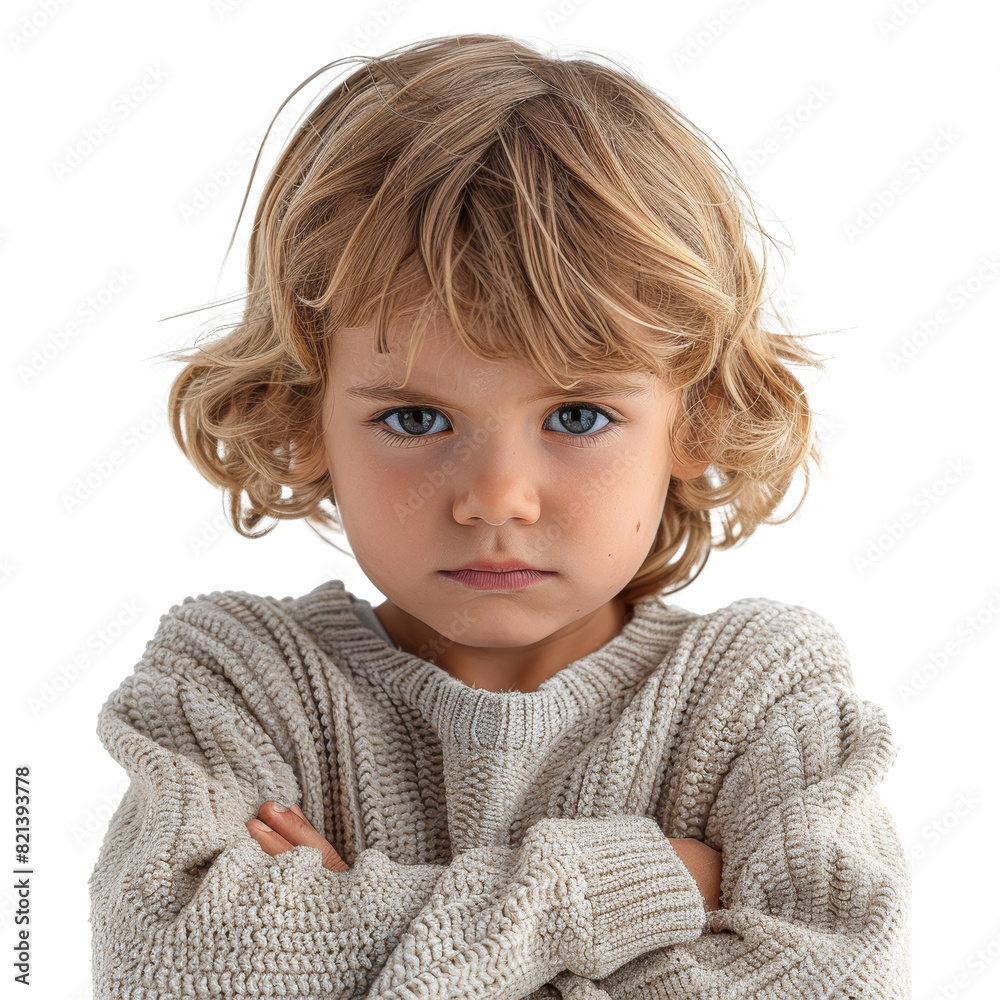 A boy showing signs of frustration, isolated from the background, cut out from its surroundings. Concept of annoyance. Generative Ai. A boy showing signs of frustration, isolated from the background, cut out from its surroundings. Concept of annoyance. Generative Ai.