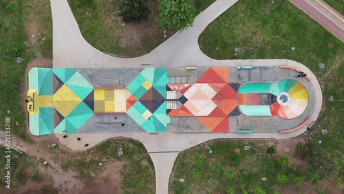 Stara Zagora skate park dron view from above photo