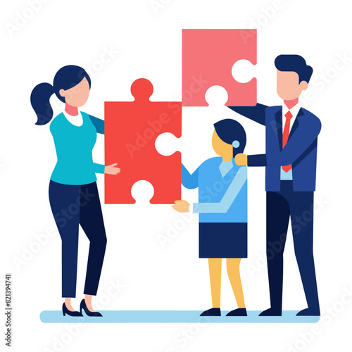 New joiner to fill in team and solve problem, teamwork to get solution, put right man in the right job to fit job description concept, businessman hand HR put new joiner to connect jigsaw puzzle. stoc