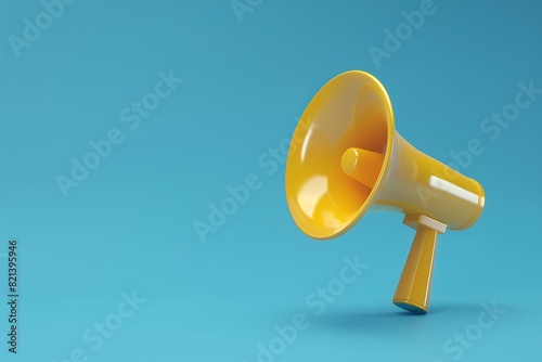 3D minimalist megaphone icon, isolated on pastel color tone background with copy space.