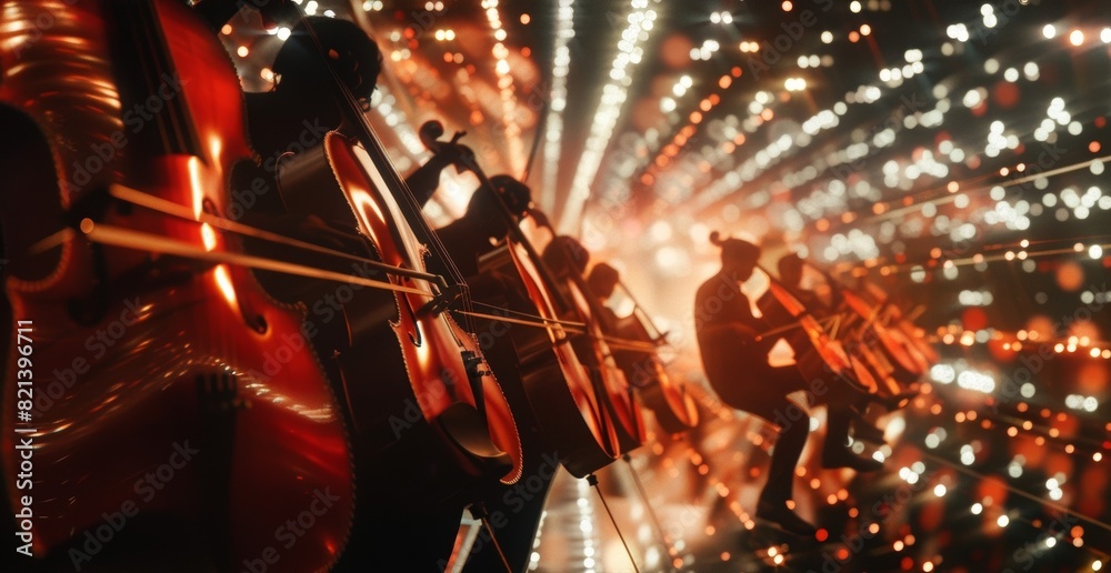 Fototapeta premium The viola section representing the strong force of the gluon producing deep resonating notes that add depth to the orchestras performance.