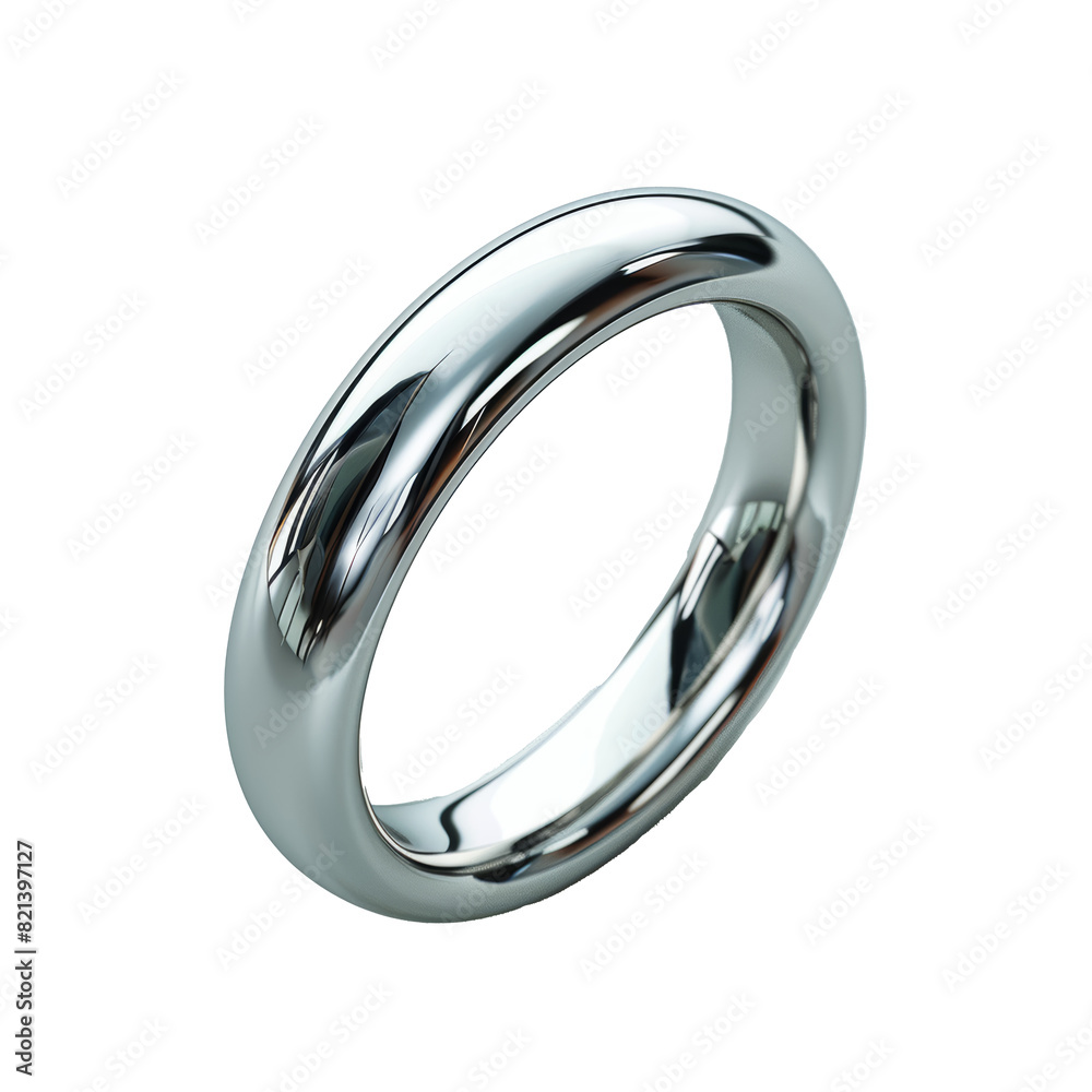 A silver ring, detached from the background, completely background-free. Concept of jewelry and commitment. Generative Ai. A silver ring, detached from the background, completely background-free. Concept of jewelry and commitment. Generative Ai.