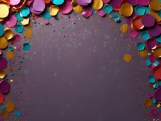 Sparkle and Shine: Confetti Border with Glitter Highlights, AI-generated image of colorful confetti and glitter particles.