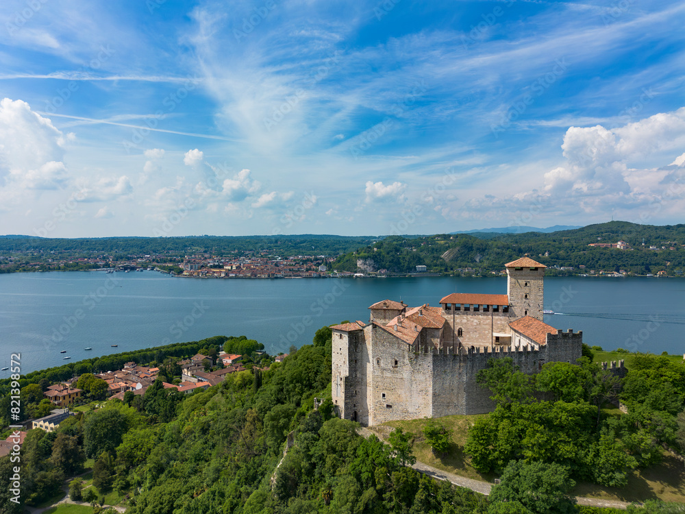 Naklejka premium Aerial view of the Rocca the Angera fortress