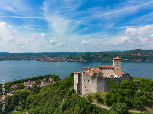 Aerial view of the Rocca the Angera fortress