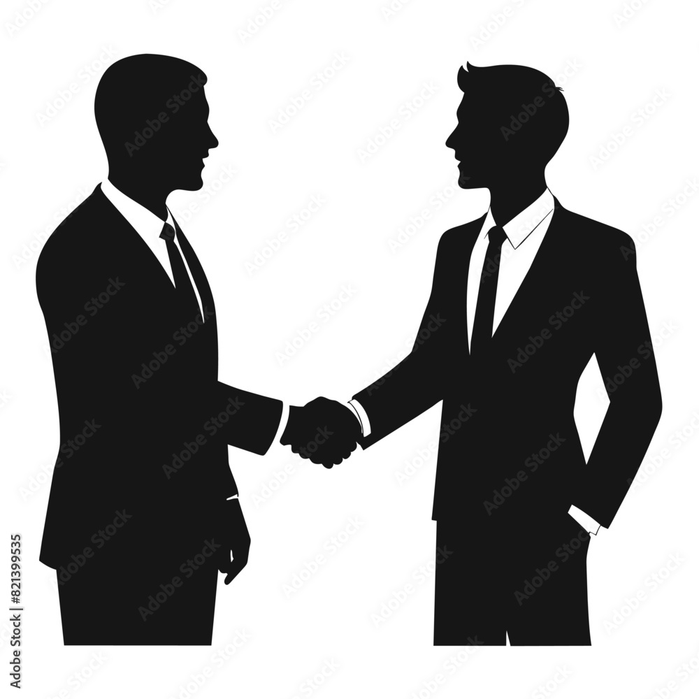 Business people handshake silhouette isolated on white background