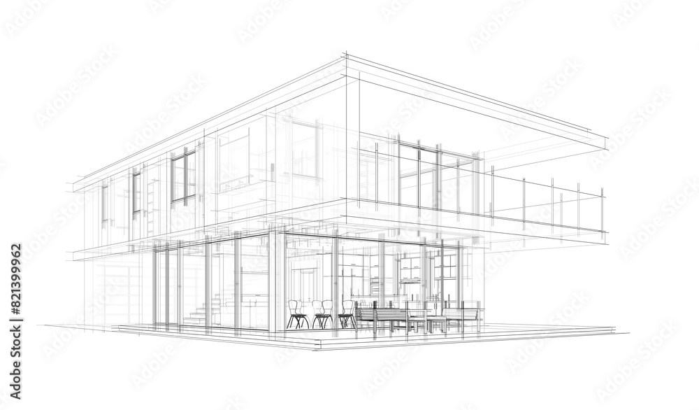 house building sketch architectural 3d illustration house building sketch architectural 3d illustration