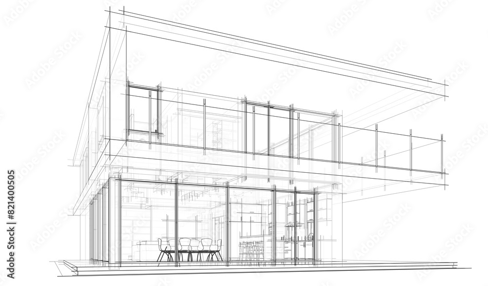 house building sketch architectural 3d illustration house building sketch architectural 3d illustration