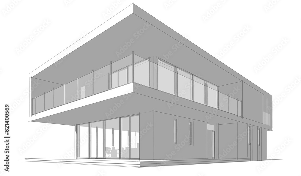 Fototapeta premium house building sketch architectural 3d illustration