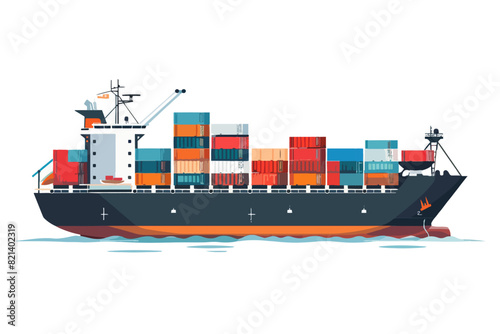 Cargo ship illustration. Tanker. Bulk carrier.