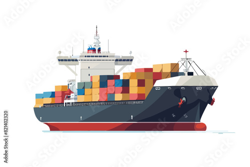 Cargo ship illustration. Tanker. Bulk carrier. photo