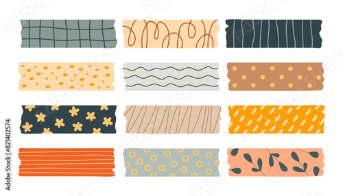 Decorative patterned pieces of adhesive tape.