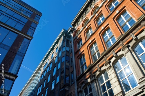 Architectural contrast between old and new buildings