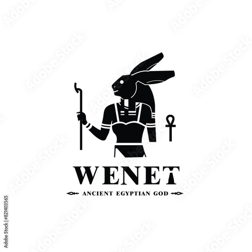 Silhouette of the Iconic ancient Egyptian god wenet, Middle Eastern god Logo for Modern Use