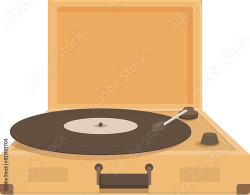 Detailed vintage turntable illustration with retro design, wooden classic stereo, and analog sound technology for 70s and 80s music nostalgia