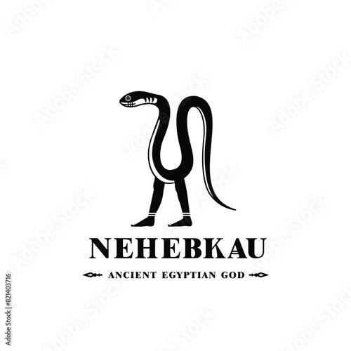 Silhouette of the Iconic ancient Egyptian god nehebkau, Middle Eastern god Logo for Modern Use